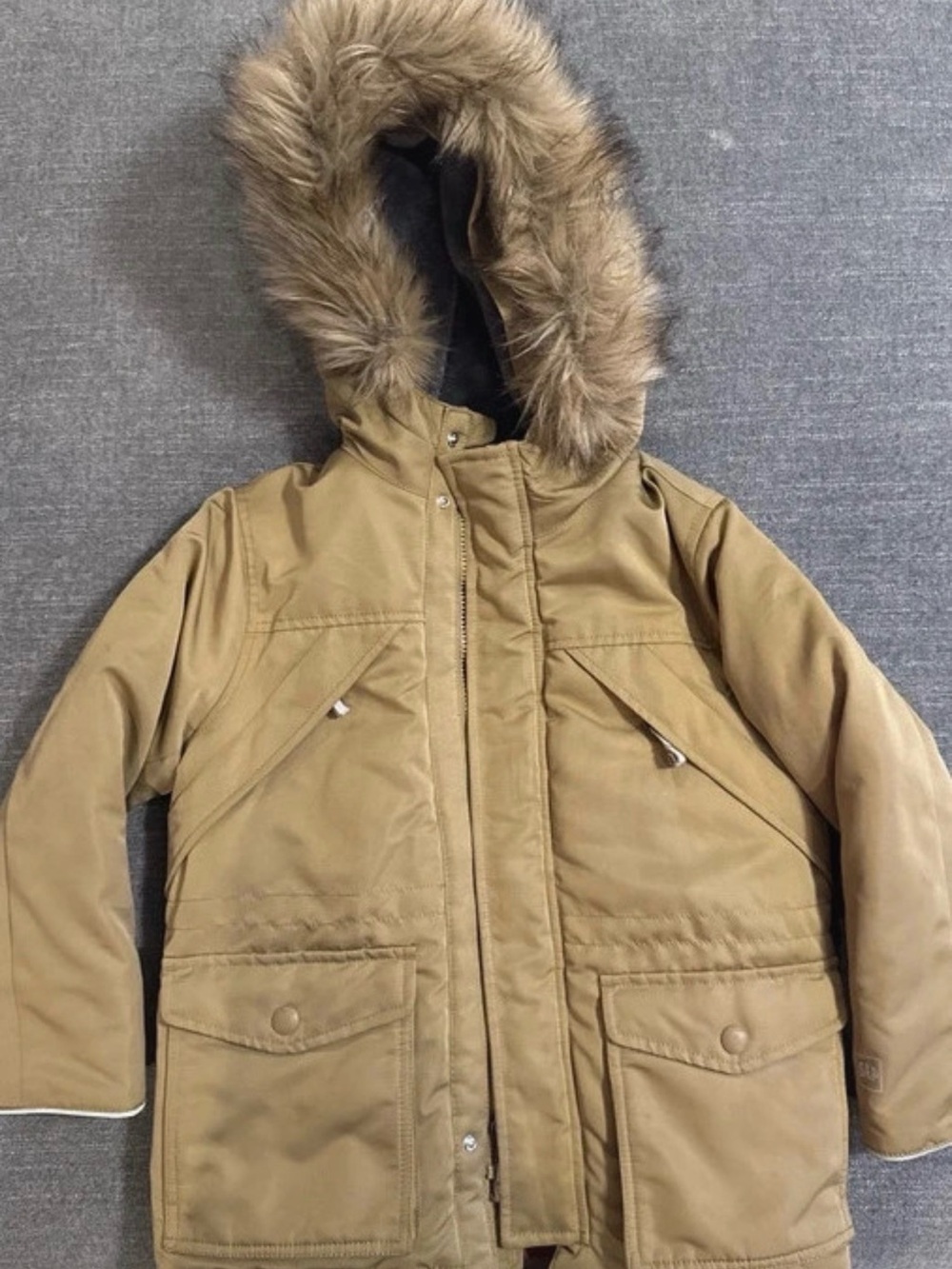 Kids Gap Faux-Fur Hooded Parka Jacket - Tan